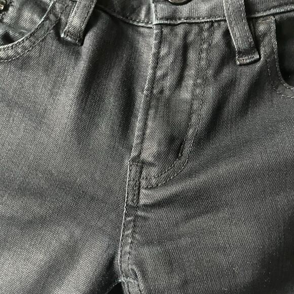 The Kooples Leather Effect‎ Waxed Black Denim Short Fit Jeans Size 25 - Picture 4 of 10